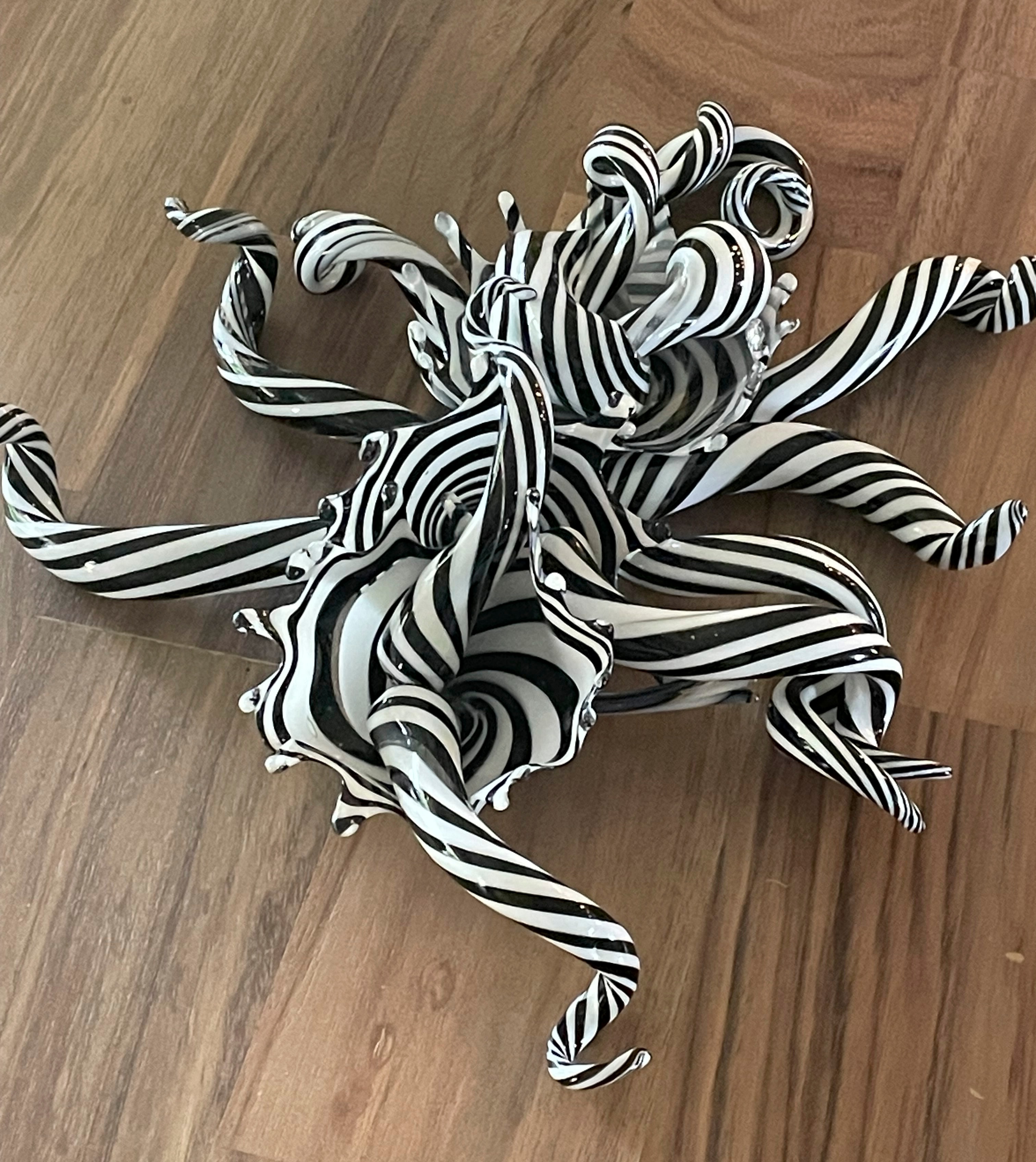 Black and white cane glass sculpture