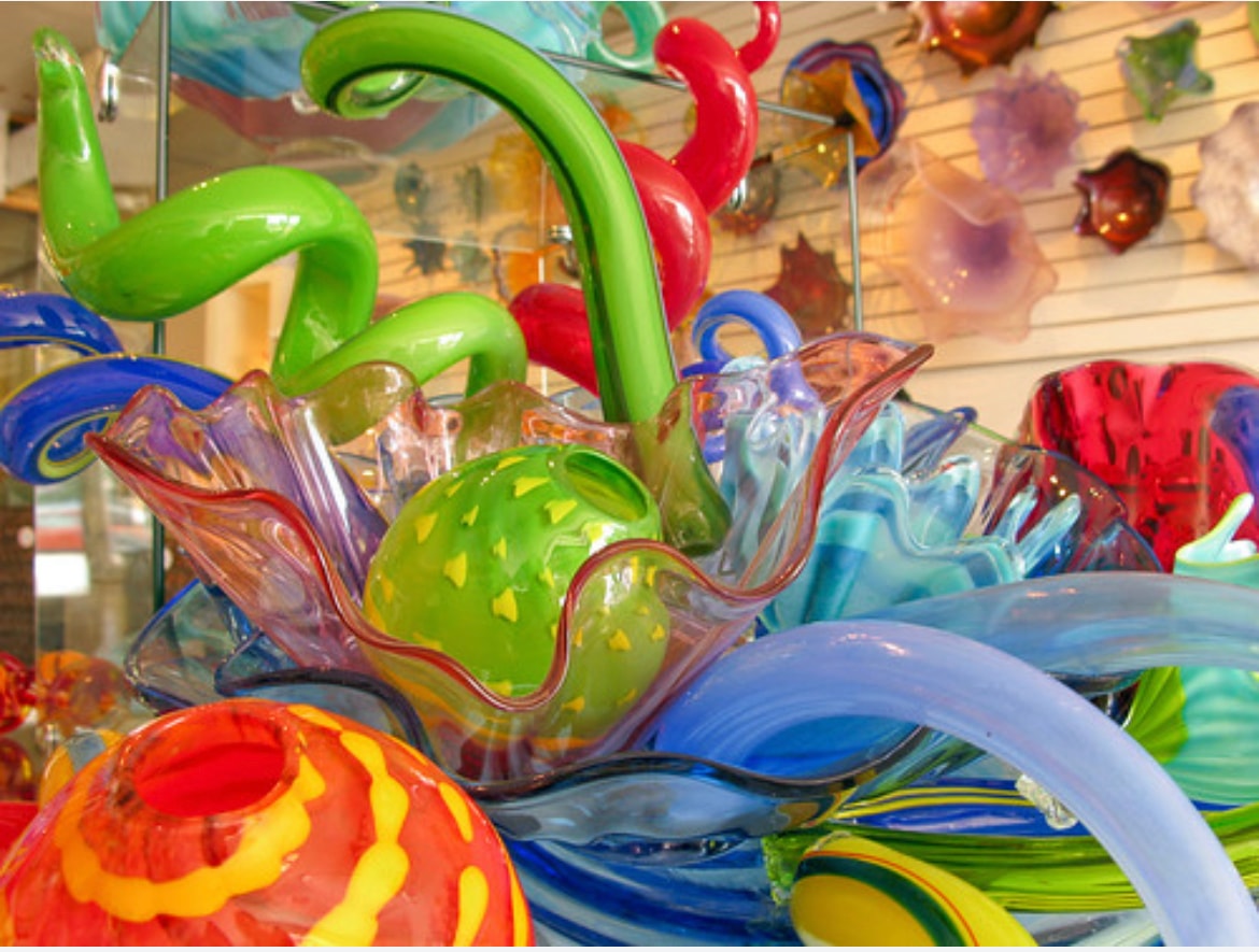 Colorful glass art collection