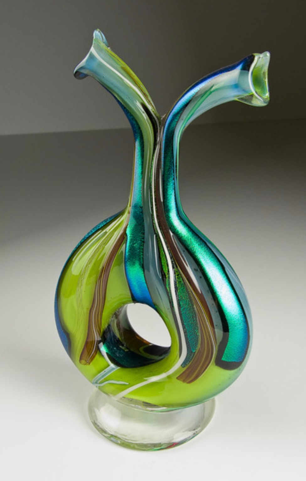 Green iridescent glass sculpture