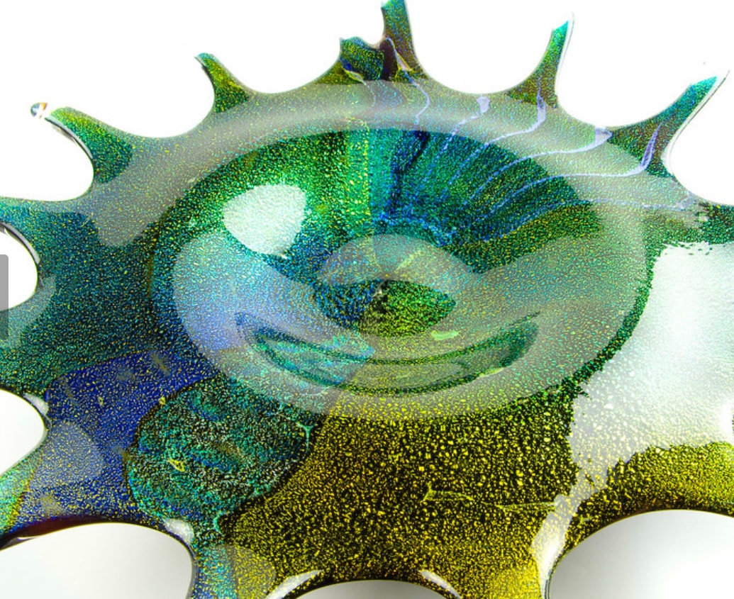 Spiked iridescent glass platter