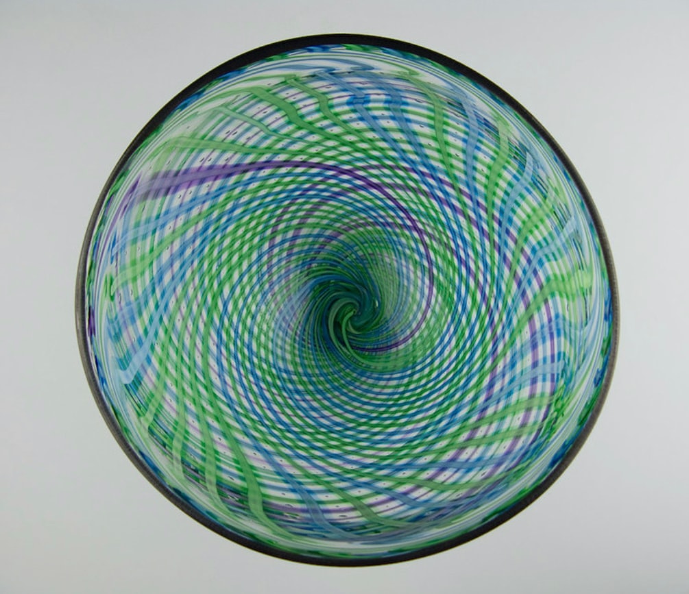 Spiral patterned glass bowl