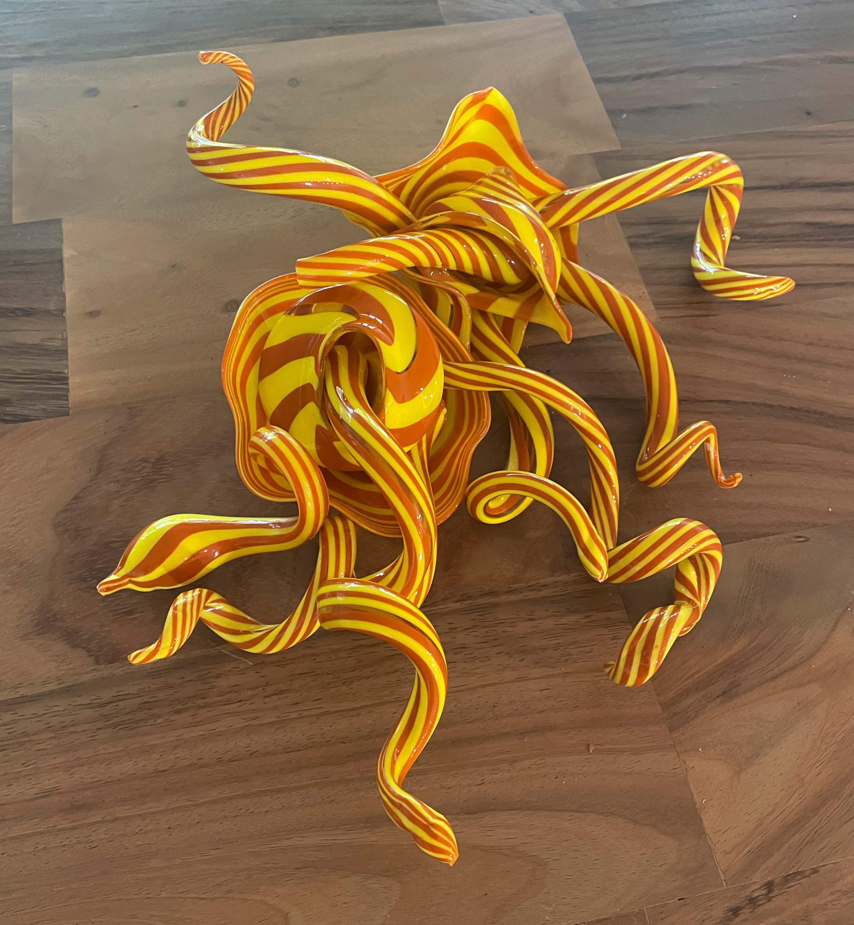 Yellow and orange cane glass sculpture