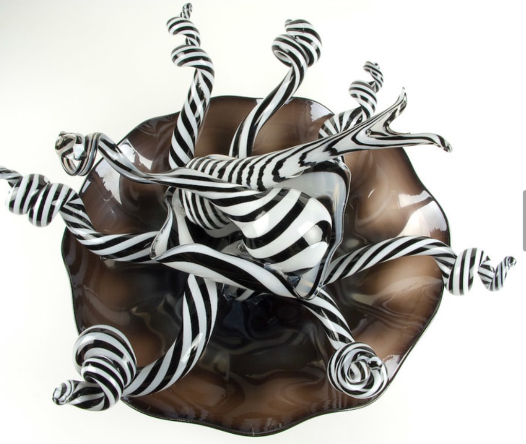 Black and white zebra stripe glass bowl